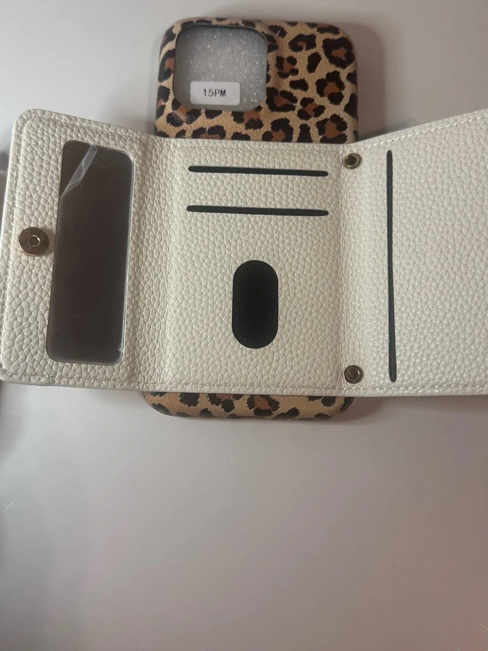 NWT Leopard Print iPhone Wallet Case with Chain Strap; iPhone 15 Pro Max